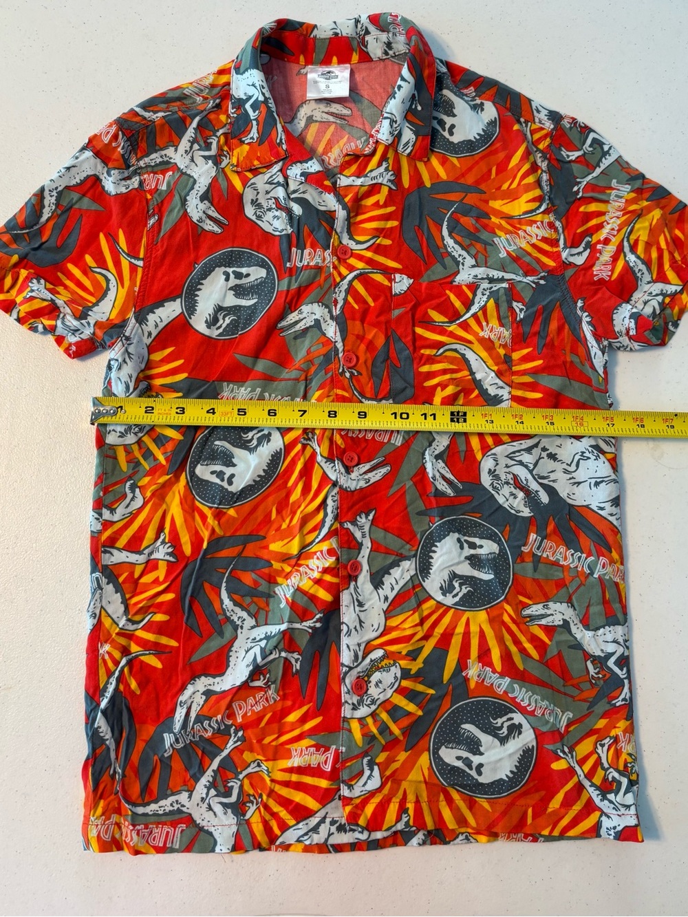 Jurassic Park Men’s Red Tropical Button-Down Shirt